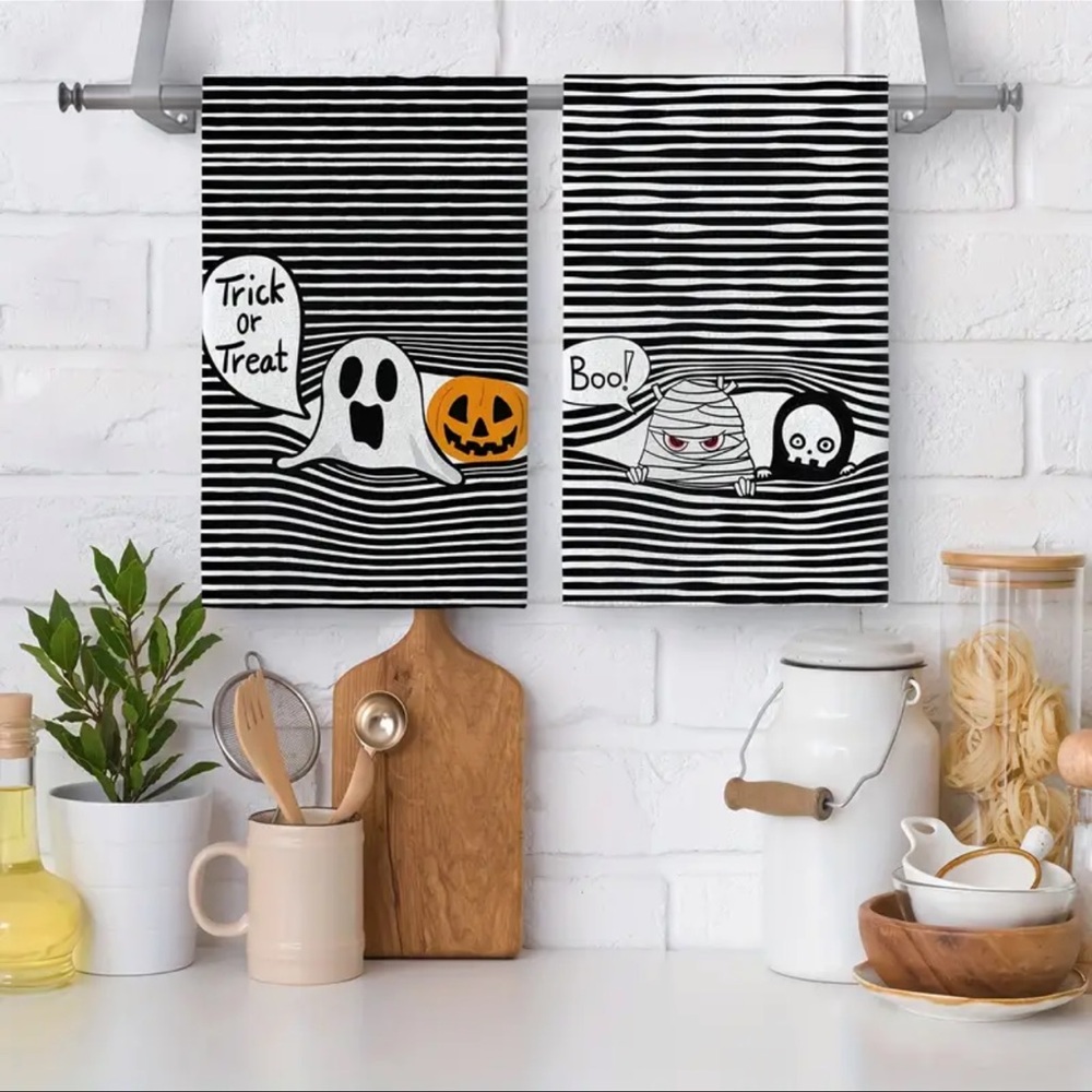 Dish Cloths, NIP, Ghost & Pumpkin Design, Halloween